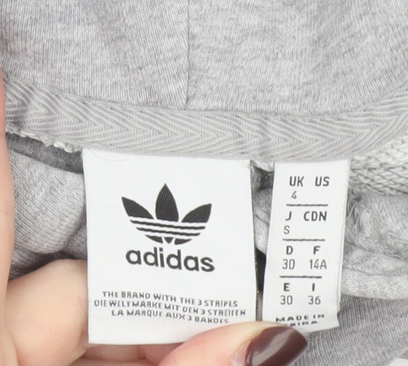 Womens UK Size 4 adidas Grey Pullover Hoodie