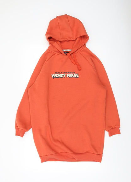 Womens UK Size 2XS Disney Orange Pullover Hoodie
