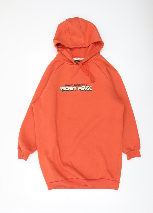 Womens UK Size 2XS Disney Orange Pullover Hoodie