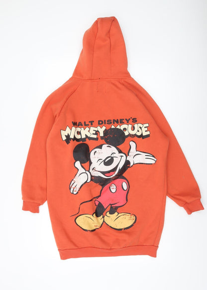 Womens UK Size 2XS Disney Orange Pullover Hoodie