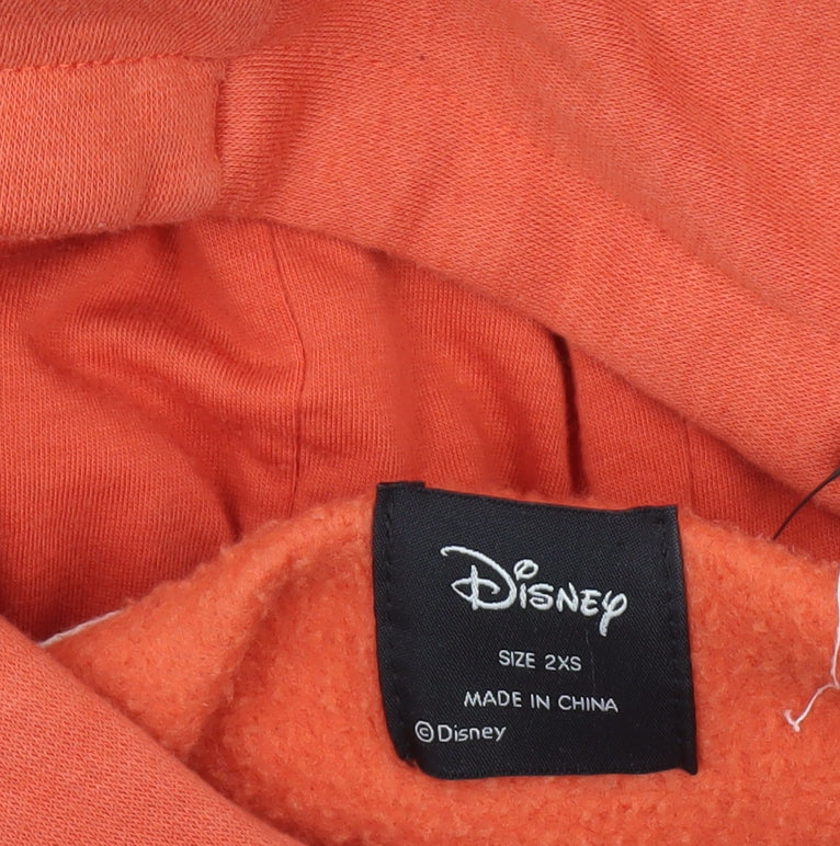 Womens UK Size 2XS Disney Orange Pullover Hoodie