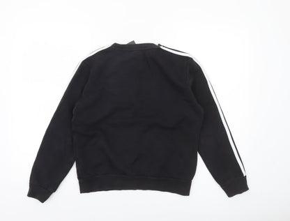 Adidas Boys Black Crew Neck Pullover Sweatshirt 9-10 Years Logo Fleece Top