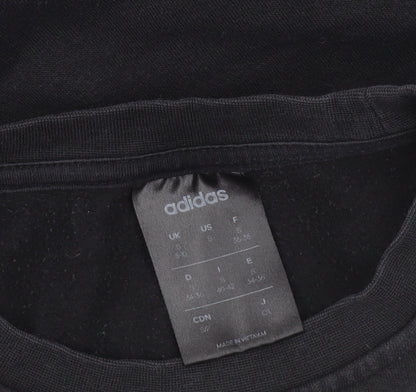 Adidas Boys Black Crew Neck Pullover Sweatshirt 9-10 Years Logo Fleece Top