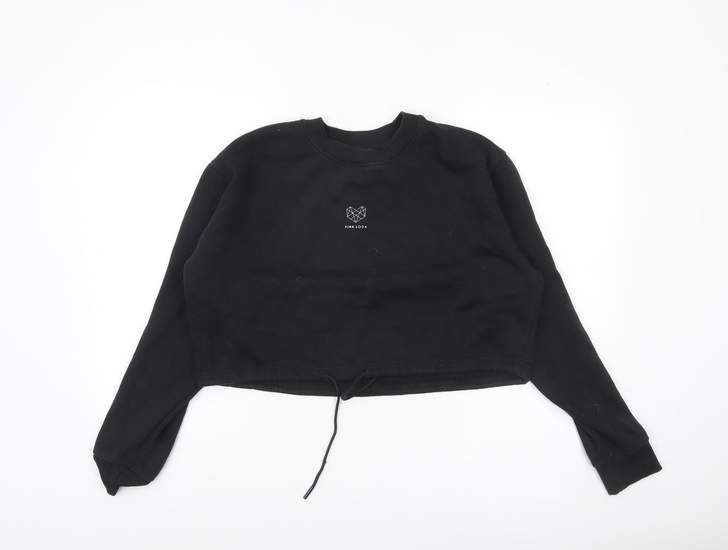 Womens UK Size M Pink Soda Black Pullover Sweatshirt