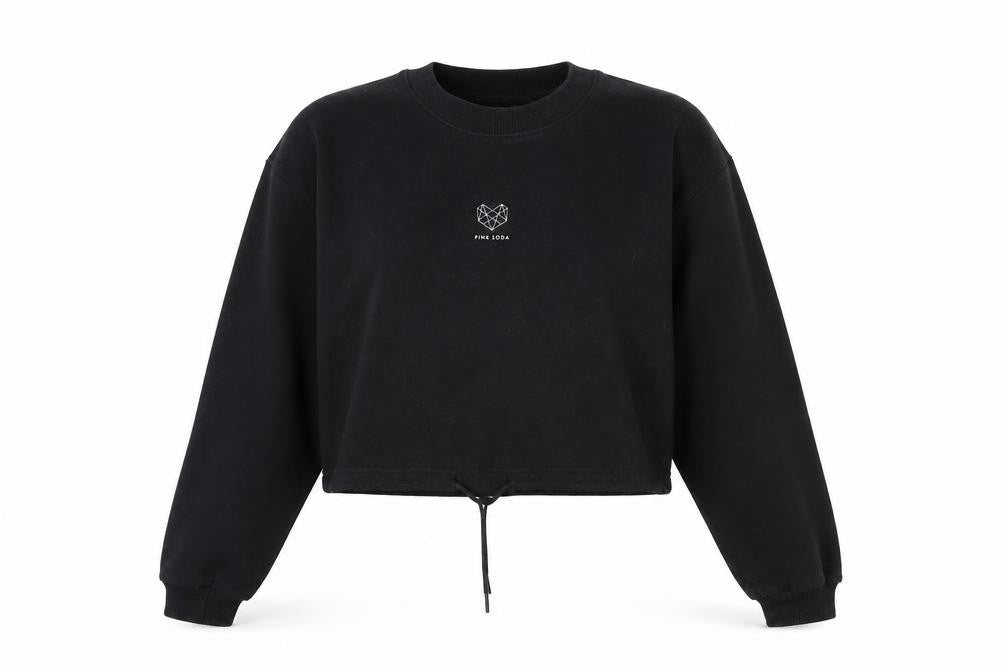 Womens UK Size M Pink Soda Black Pullover Sweatshirt