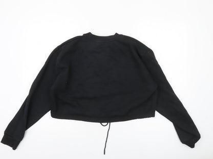 Womens UK Size M Pink Soda Black Pullover Sweatshirt