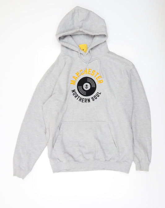 Mens UK Size L Manchester Souvenirs Grey Pullover Hoodie