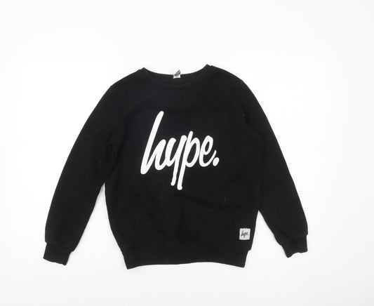 Hype Boys Black Graphic Logo Pullover Sweatshirt 11-12 Years