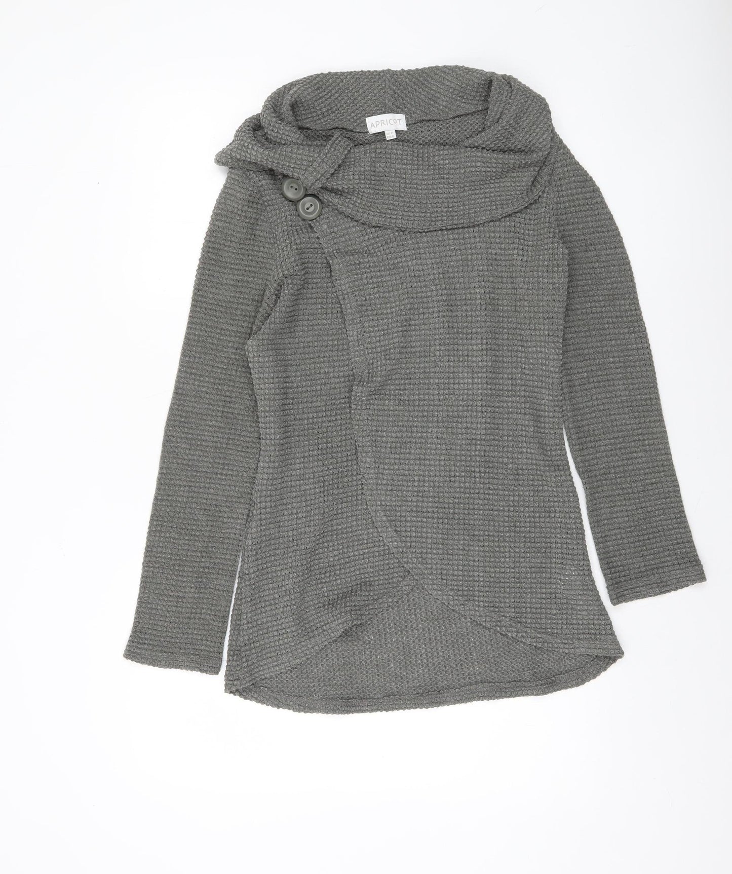 Apricot Womens Grey Cowl Neck Waffle-Knit Pullover Jumper Size 12