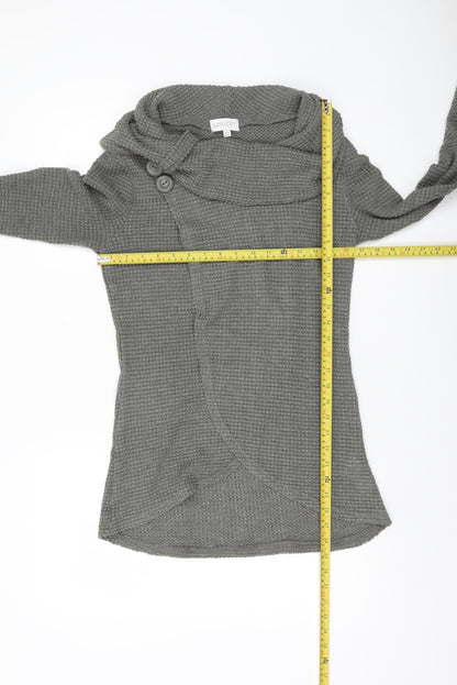 Apricot Womens Grey Cowl Neck Waffle-Knit Pullover Jumper Size 12