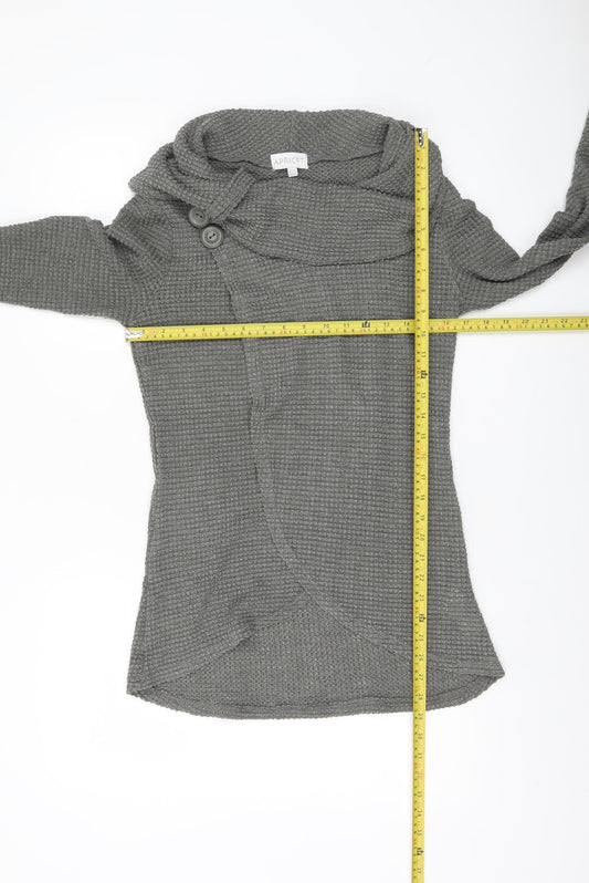 Apricot Womens Grey Cowl Neck Waffle-Knit Pullover Jumper Size 12