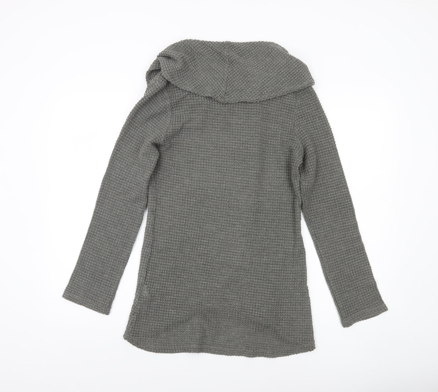 Apricot Womens Grey Cowl Neck Waffle-Knit Pullover Jumper Size 12