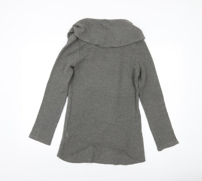 Apricot Womens Grey Cowl Neck Waffle-Knit Pullover Jumper Size 12
