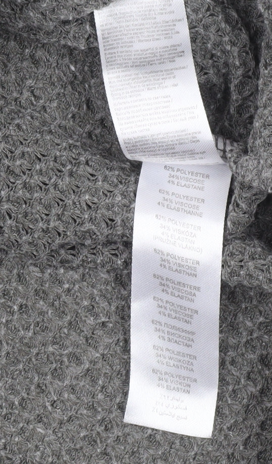 Apricot Womens Grey Cowl Neck Waffle-Knit Pullover Jumper Size 12