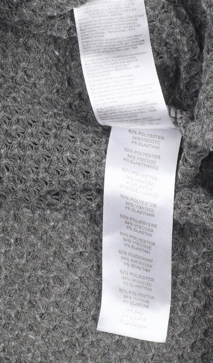 Apricot Womens Grey Cowl Neck Waffle-Knit Pullover Jumper Size 12