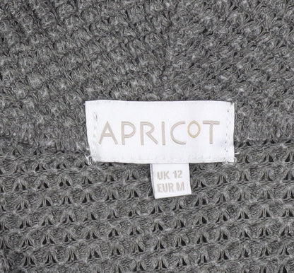 Apricot Womens Grey Cowl Neck Waffle-Knit Pullover Jumper Size 12