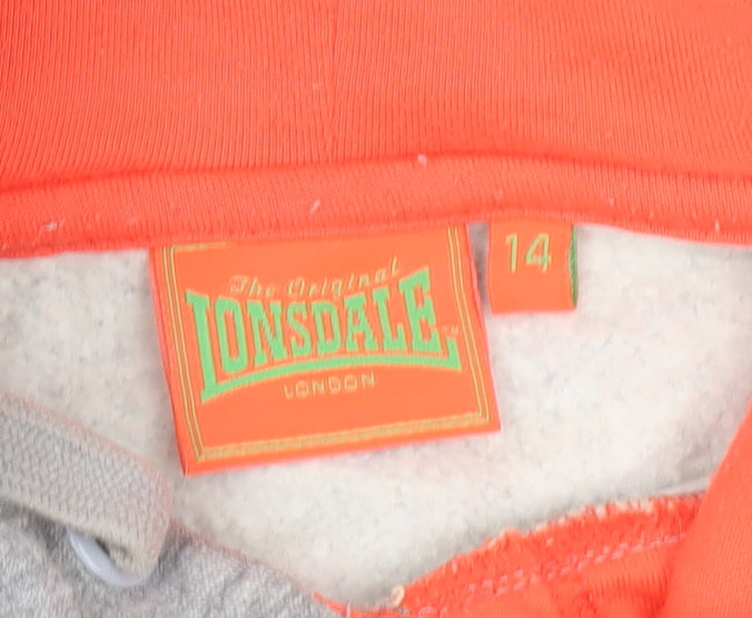 Lonsdale Women’s Grey Hooded Pullover Hoodie Size 14