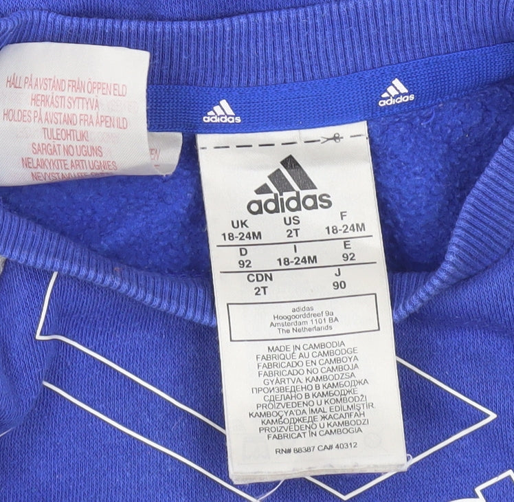 Adidas Unisex Baby Blue & Grey Pullover Jumper 18-24 Months Sportswear