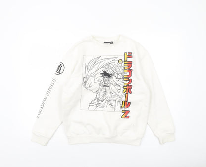 Dragon Ball Z Boys White Sweatshirt 10-11 Years Anime Graphic Pullover