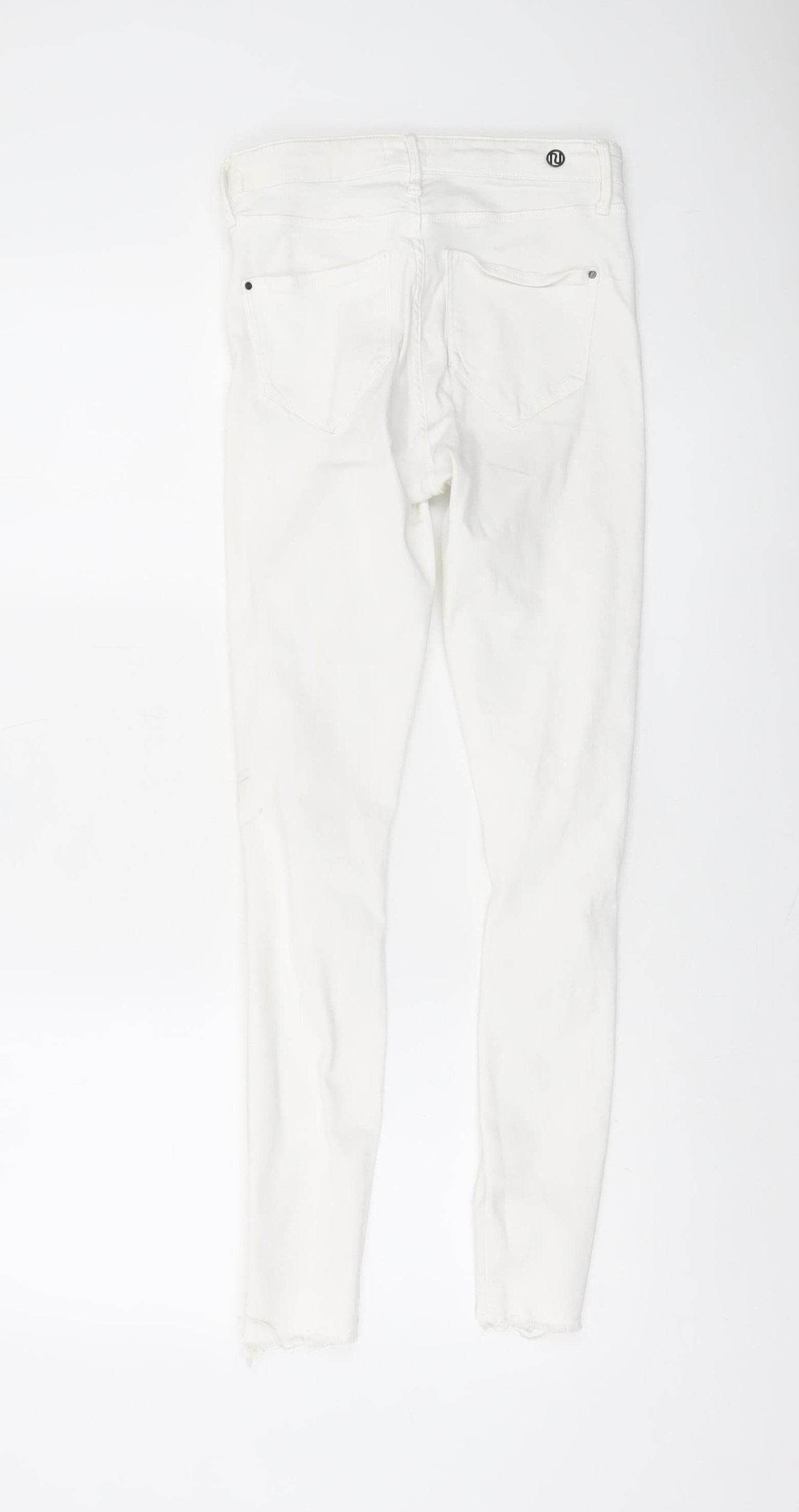 River Island Women's White Skinny Distressed Jeans Size 8