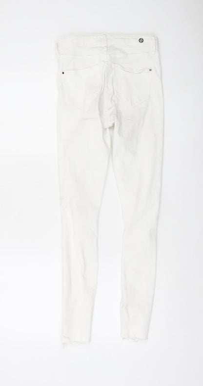 River Island Women's White Skinny Distressed Jeans Size 8