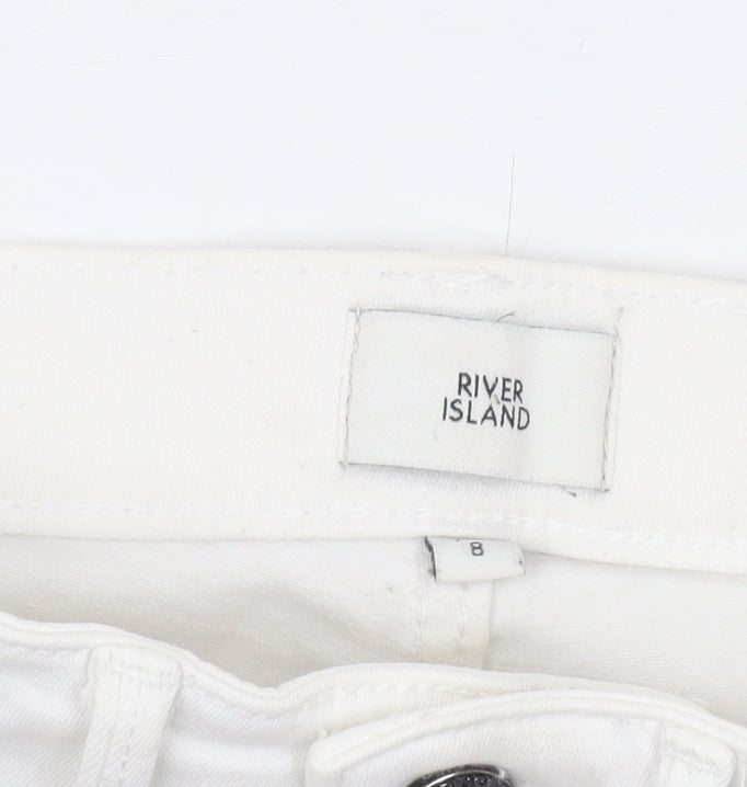 River Island Women's White Skinny Distressed Jeans Size 8
