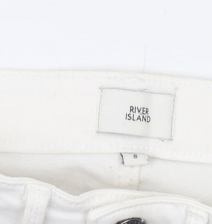 River Island Women's White Skinny Distressed Jeans Size 8