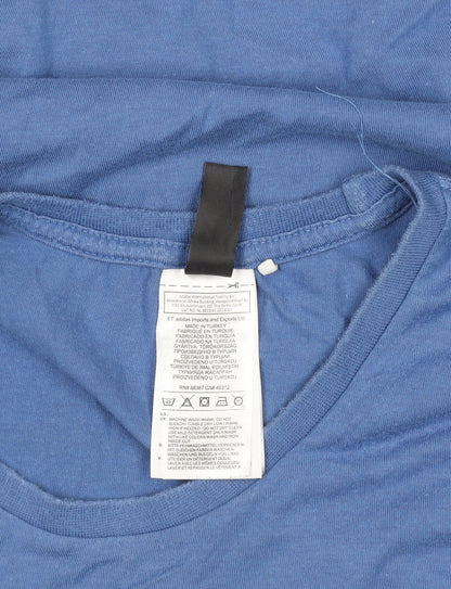 Adidas Men Blue XL Short Sleeve Cotton Graphic Sports T-Shirt