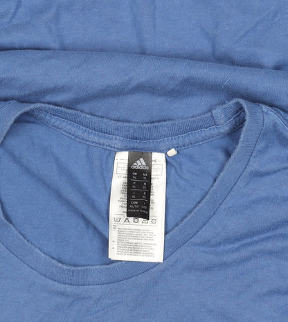 Adidas Men Blue XL Short Sleeve Cotton Graphic Sports T-Shirt