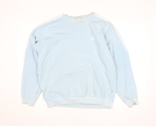 Adidas Women Light Blue Crew Neck Pullover Sweatshirt Size 14