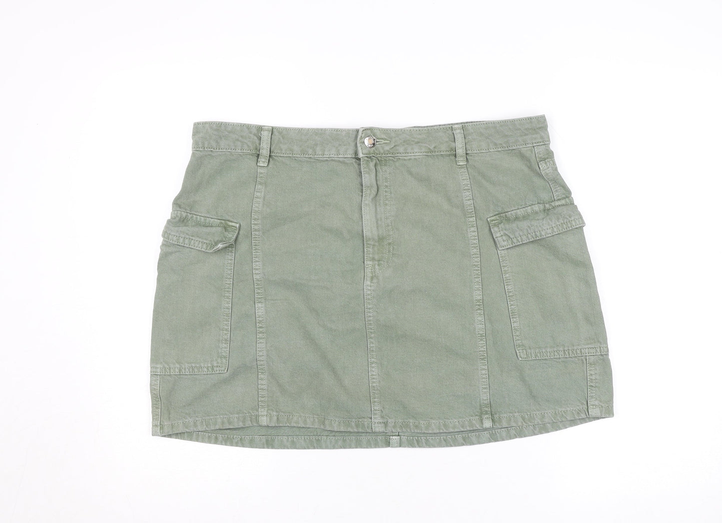 Primark Women’s Green Cargo Denim Short Skirt Size 14