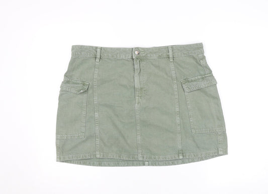 Primark Women’s Green Cargo Denim Short Skirt Size 14