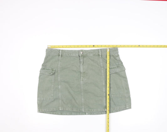 Primark Women’s Green Cargo Denim Short Skirt Size 14