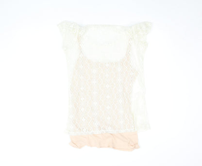 Womens UK Size 14 Dorothy Perkins Beige Camisole Blouse