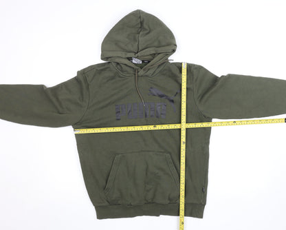 Puma Women's Khaki Green Small Pullover Hoodie with Logo Print