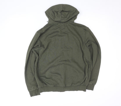 Puma Women's Khaki Green Small Pullover Hoodie with Logo Print