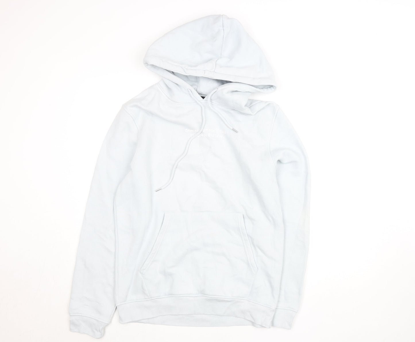 Womens UK Size M Criminal Damage Blue Pullover Hoodie