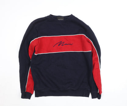 Mens UK Size M boohooMAN Blue Pullover Sweatshirt