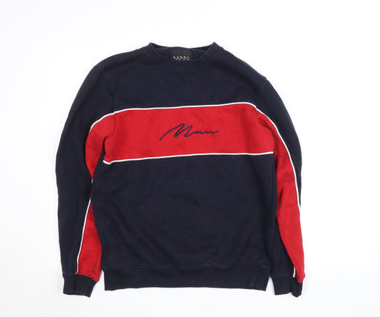 Mens UK Size M boohooMAN Blue Pullover Sweatshirt