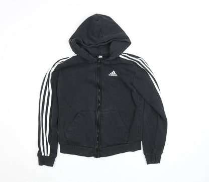 Boys UK Size 9-10 Years adidas Black Full Zip Hoodie