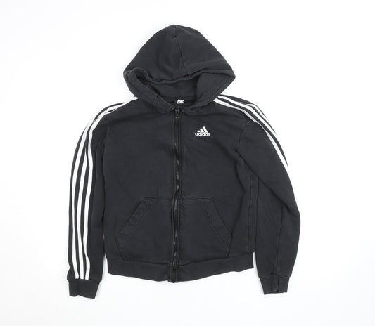 Boys UK Size 9-10 Years adidas Black Full Zip Hoodie