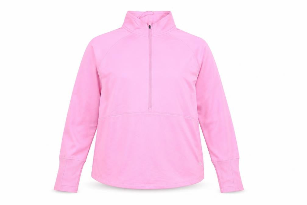 Dunnes Women’s Pink 1/2 Zip Sweatshirt M Hooded Pullover Tunic Top