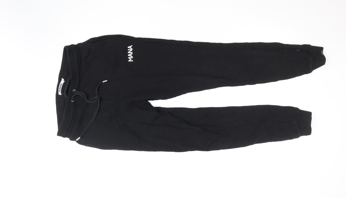 Mens UK Size S Mana Regular Fit Jogger Black Trousers