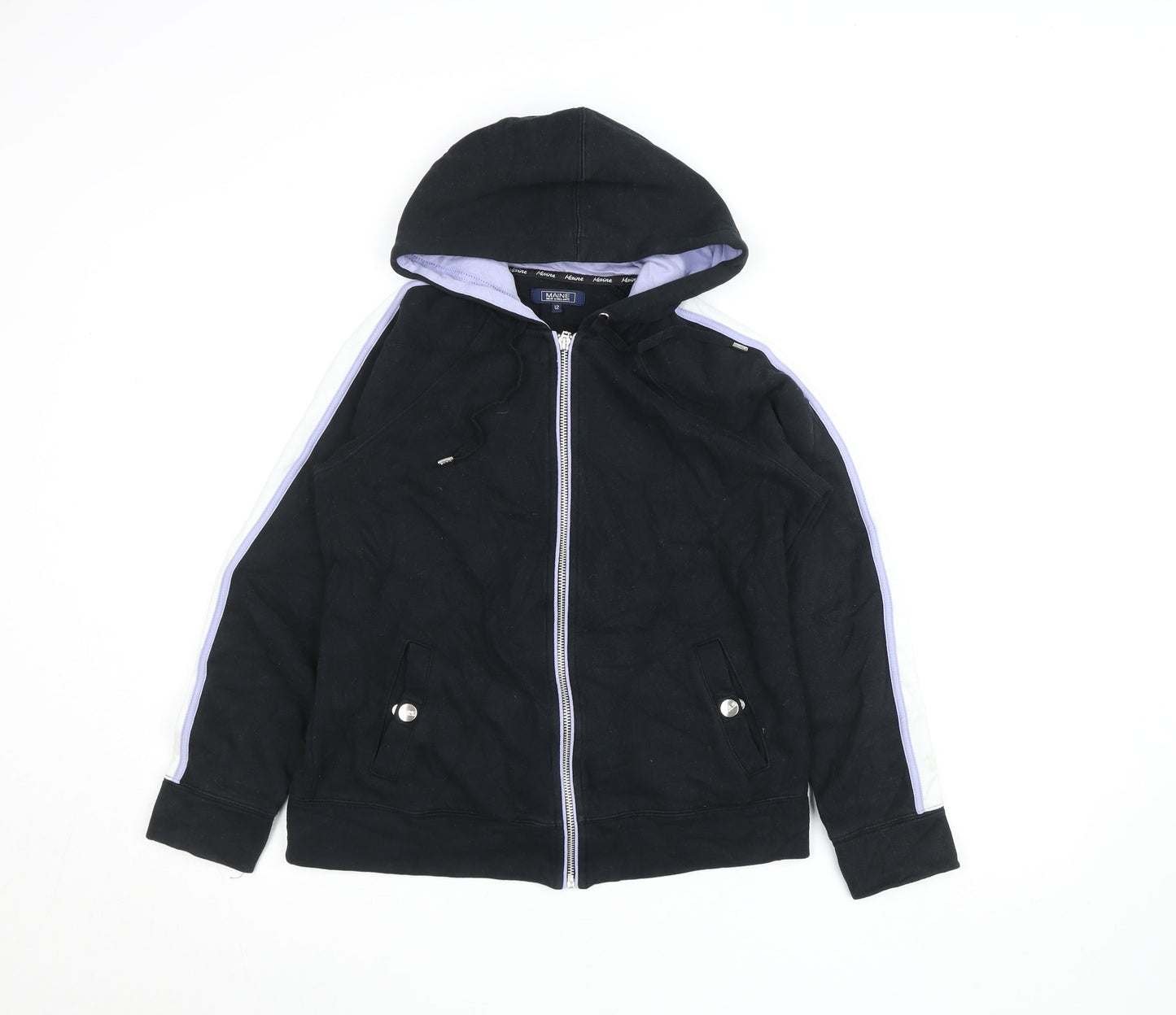 Womens UK Size 12 Debenhams Black Full Zip Hoodie