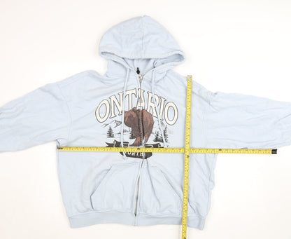 Unisex Adults UK Size L Divided Blue Full Zip Hoodie