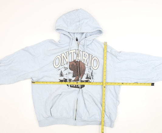 Unisex Adults UK Size L Divided Blue Full Zip Hoodie