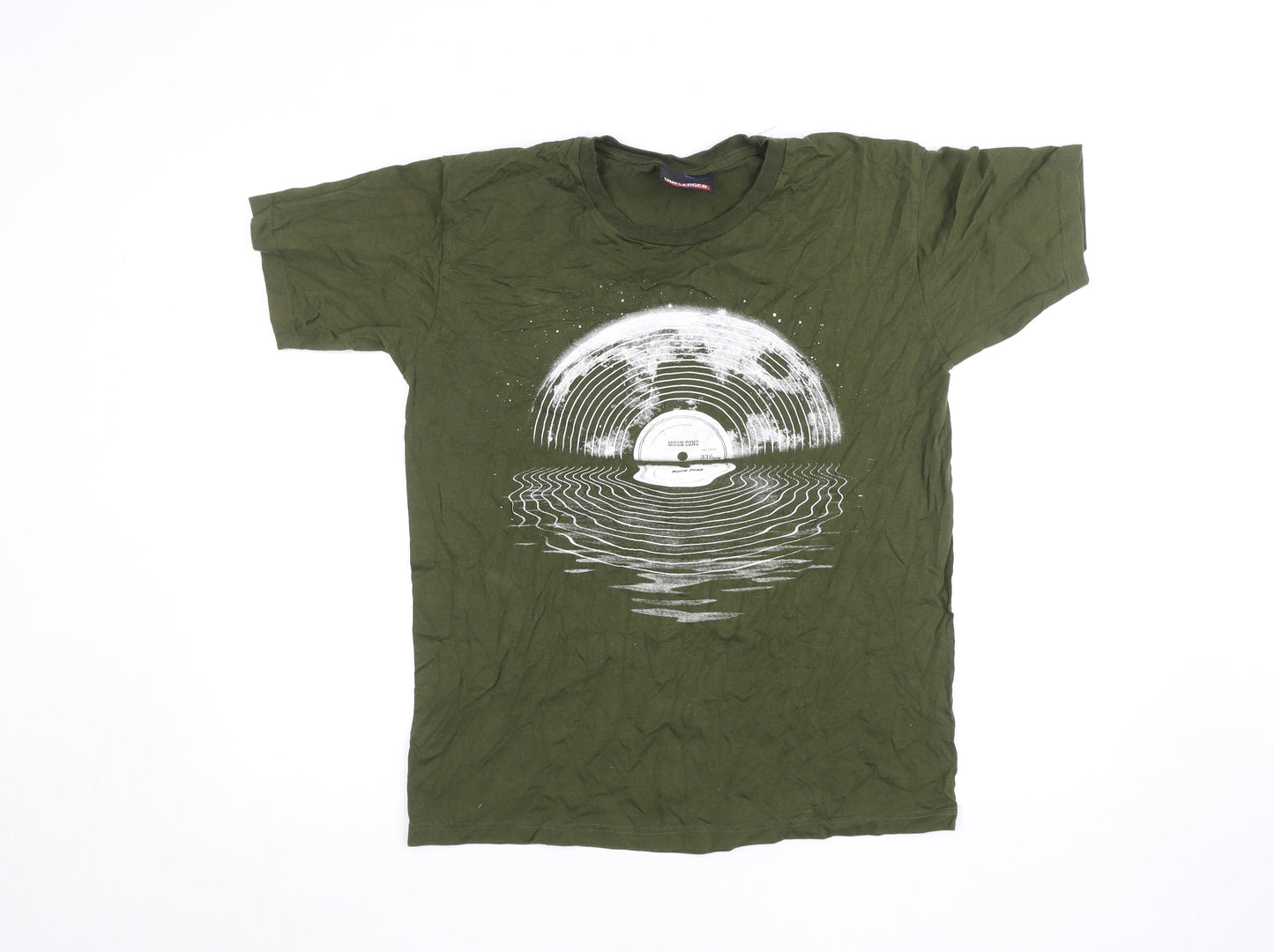 Unfledged Men's Green Music Graphic Crew Neck Short Sleeve T-Shirt Size L