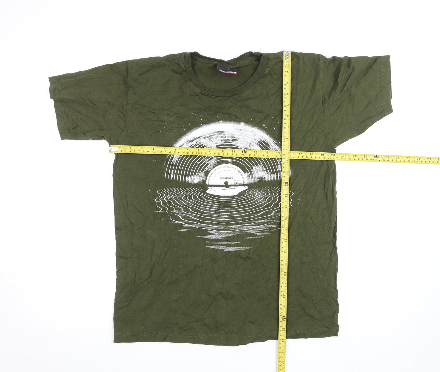 Unfledged Men's Green Music Graphic Crew Neck Short Sleeve T-Shirt Size L