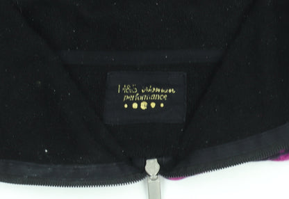 Marks and Spencer Womens Black Pink Floral Fleece Track Jacket UK 12