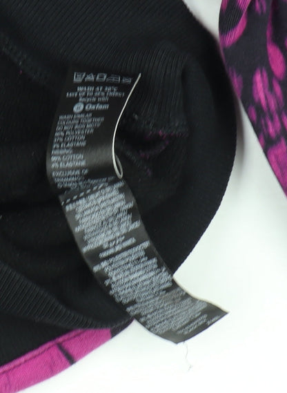 Marks and Spencer Womens Black Pink Floral Fleece Track Jacket UK 12